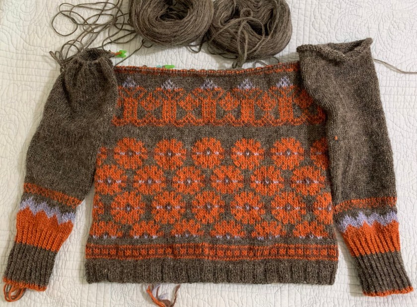 Fair Isle colorwork sweater in Lopi yarn
