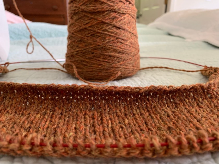 Cumulus sweater beginning the knit