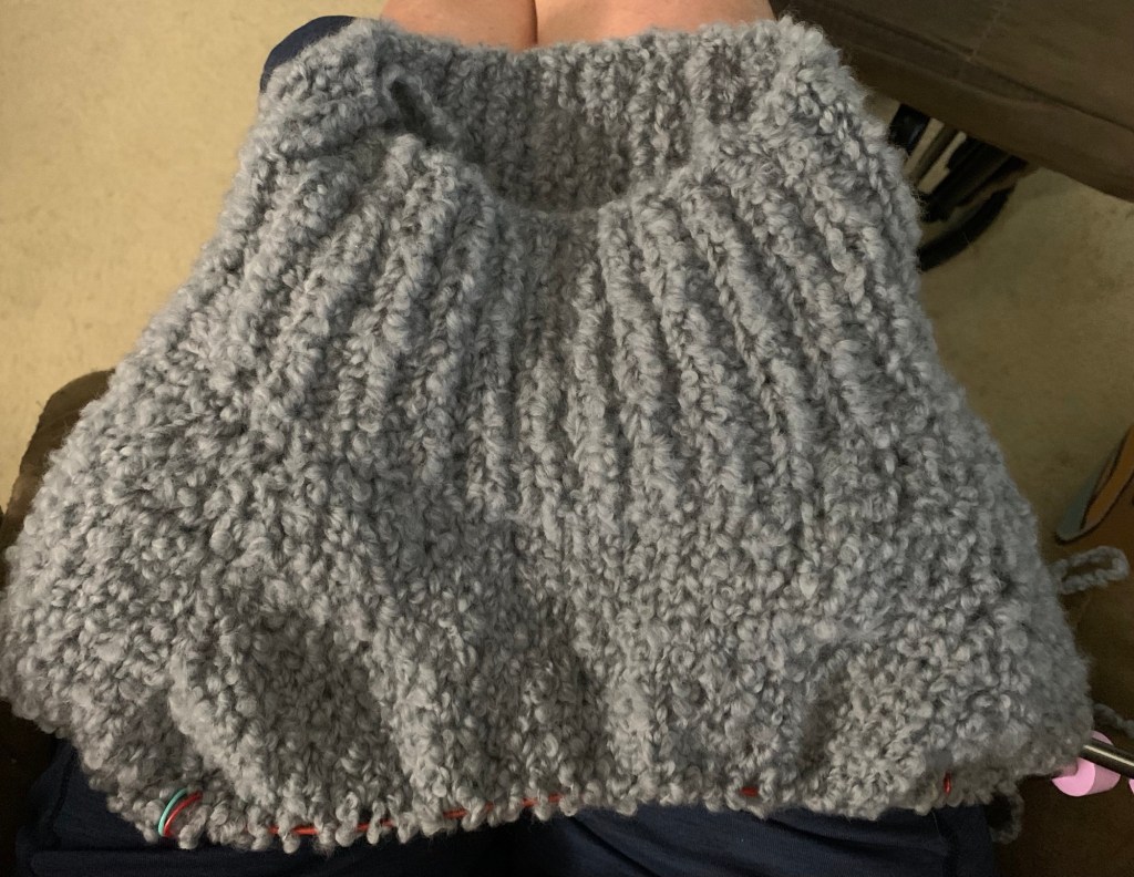 knitting sweater gray Woolfolk Flette bulky yarn