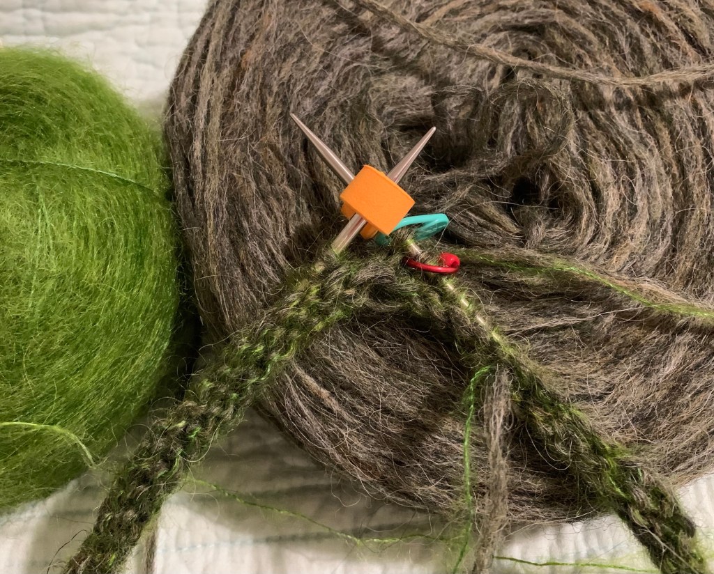 Casting on for Easy V sweater.