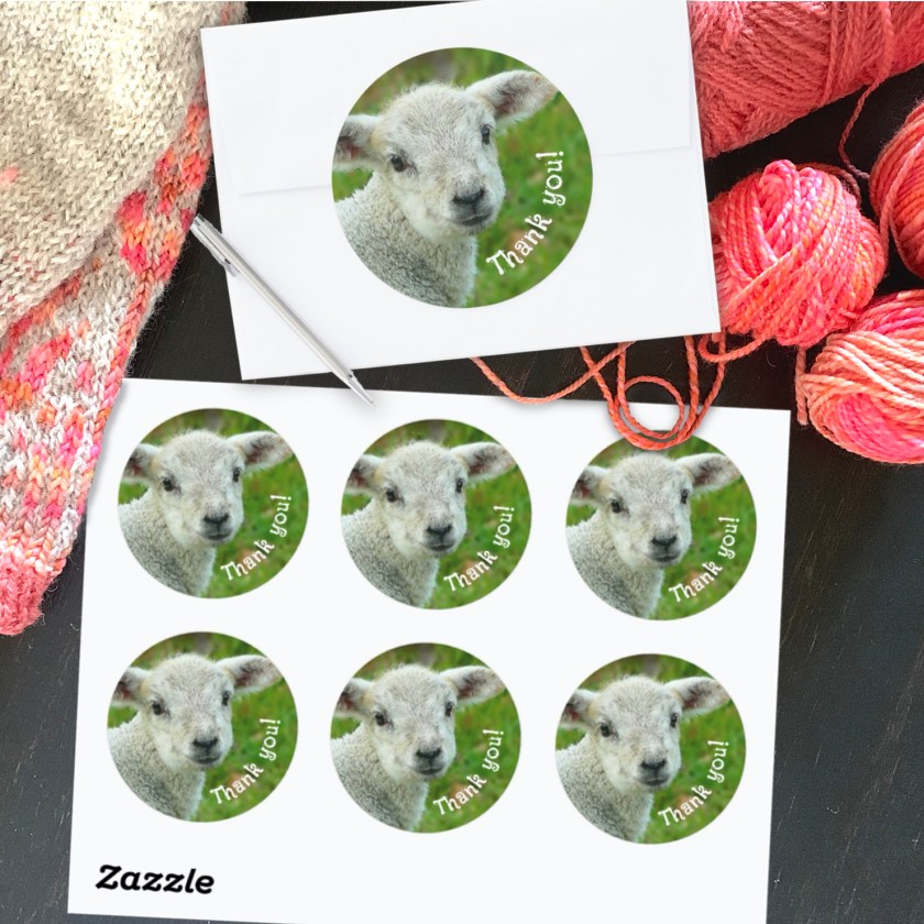 Lamb thank you stickers