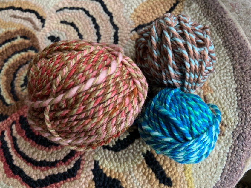 balls of handspun yarn