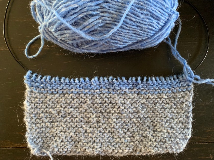 garter stitch section of scarf