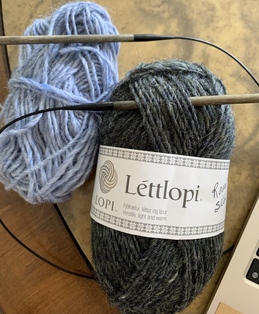 knitting with wool on circular needle