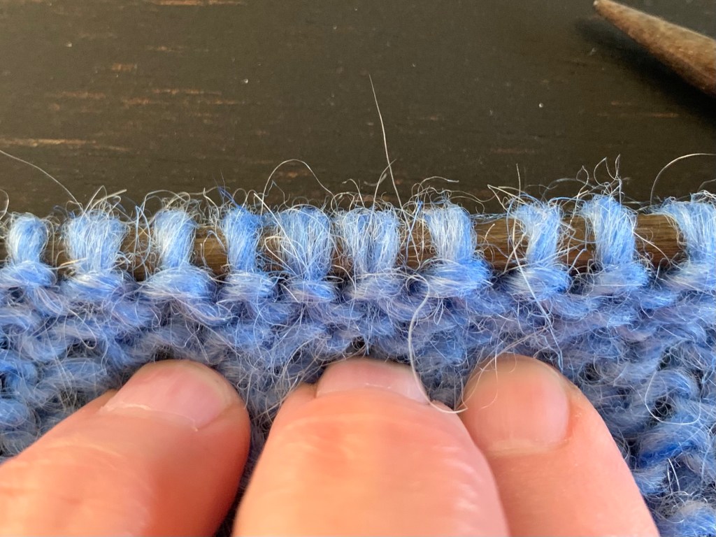 purl stitches on needle
