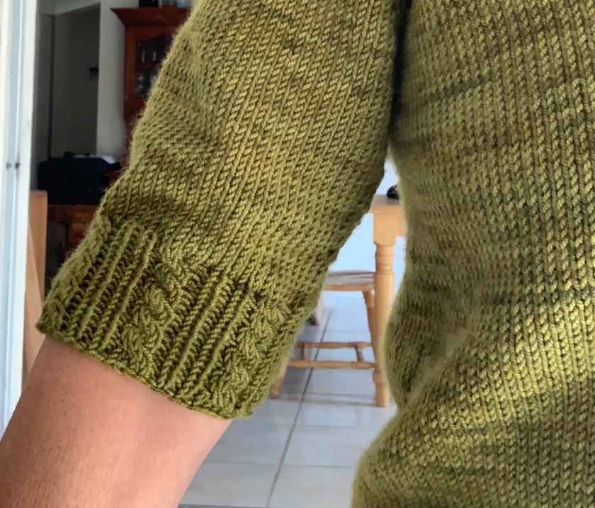 3/4 sleeve knit with cable cuff