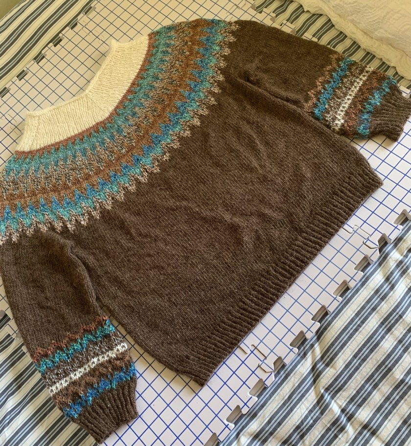 Easy V finished knitting