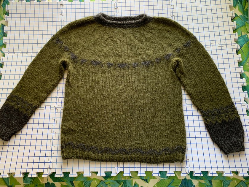 Washed and blocked sweater to dry