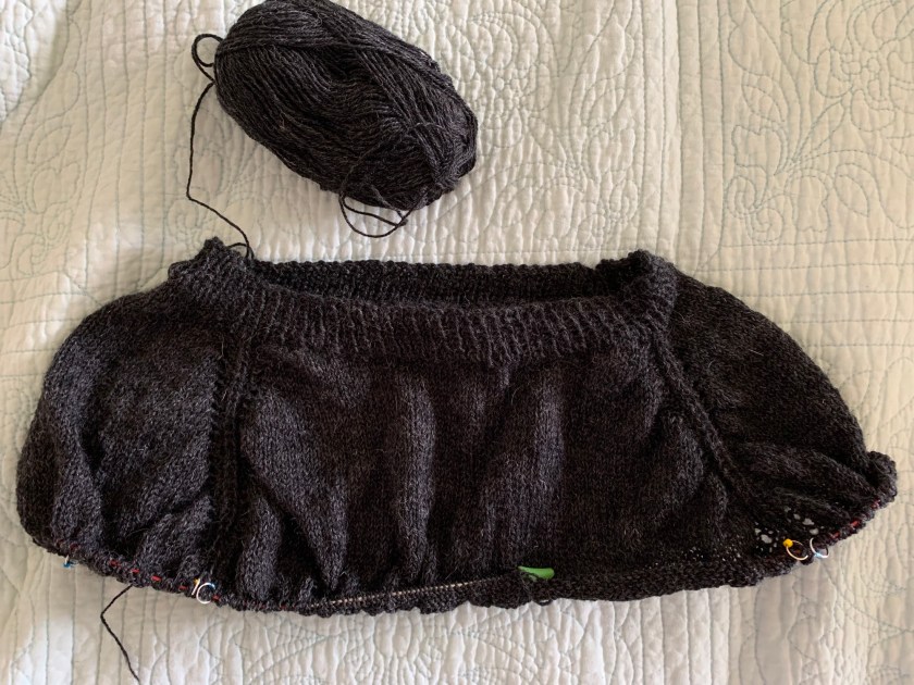 Knitting sweater yoke 
