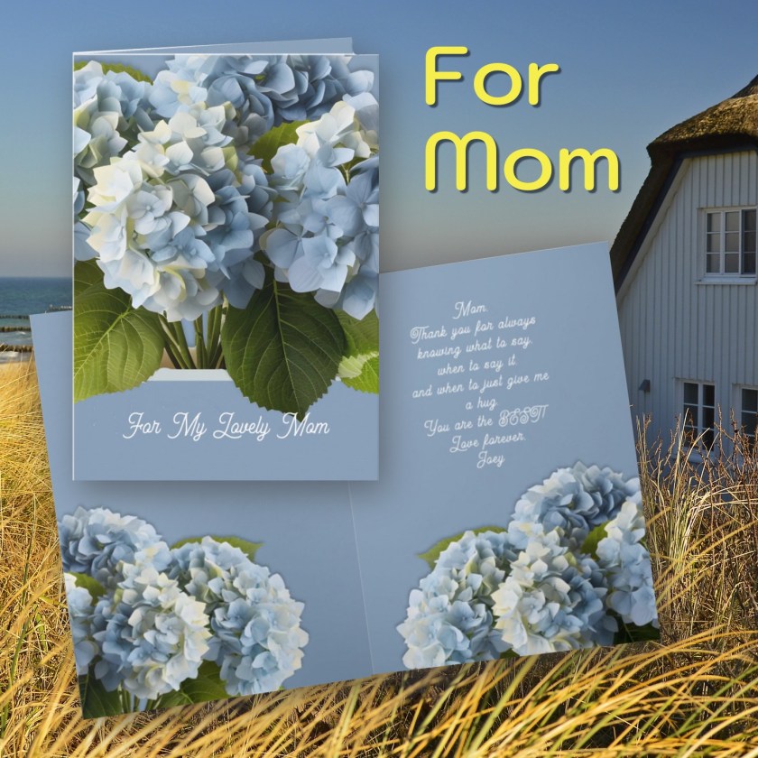 blue hydrangeas mothers day cards