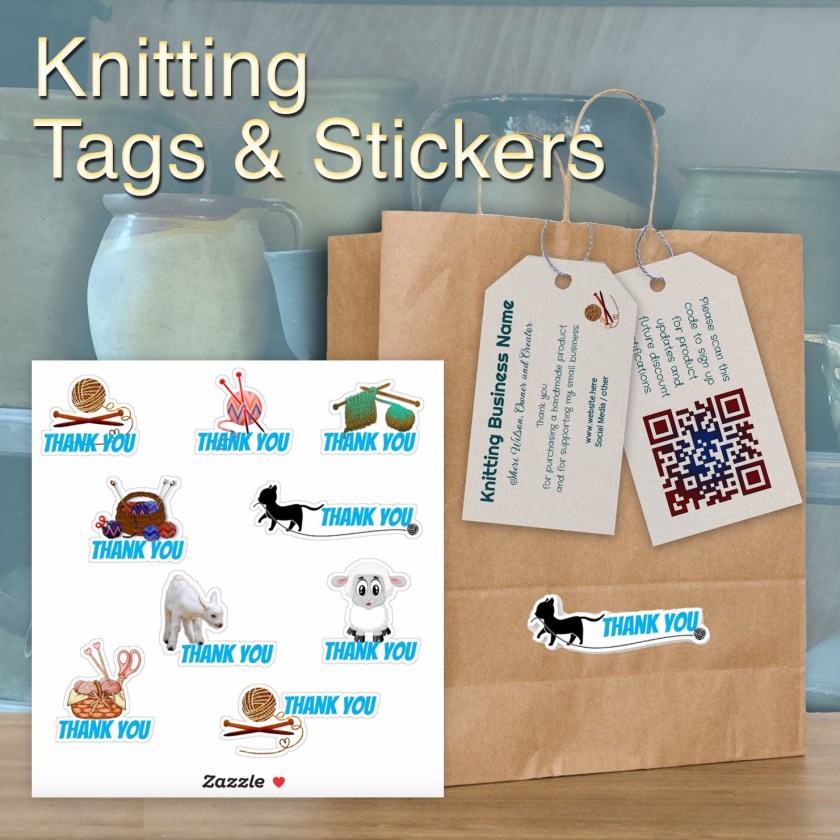 knitting tags and stickers