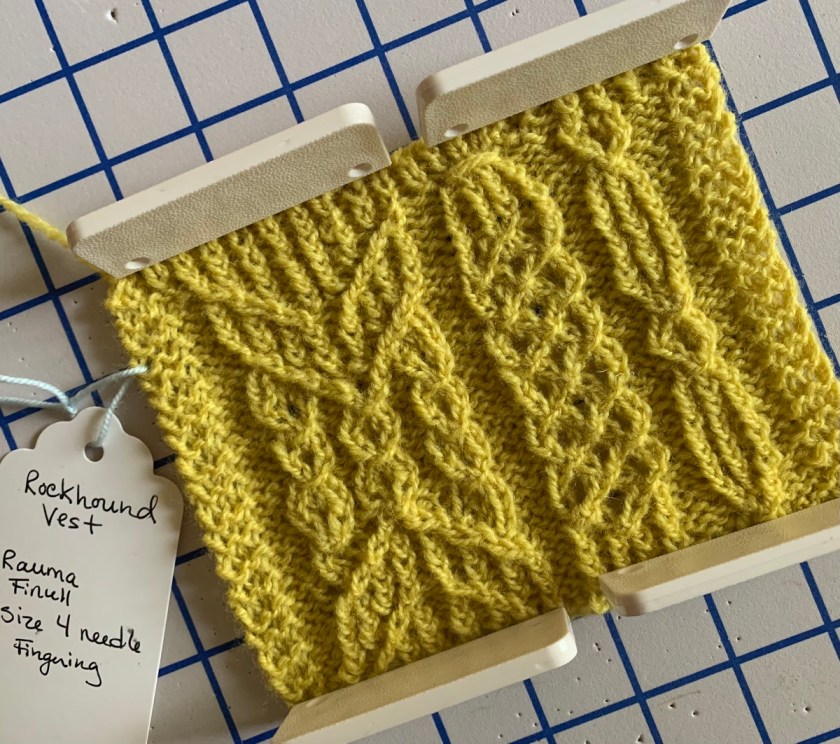 cable swatch blocked