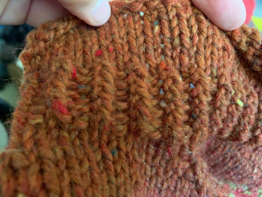 knitting sweater rolled neckline