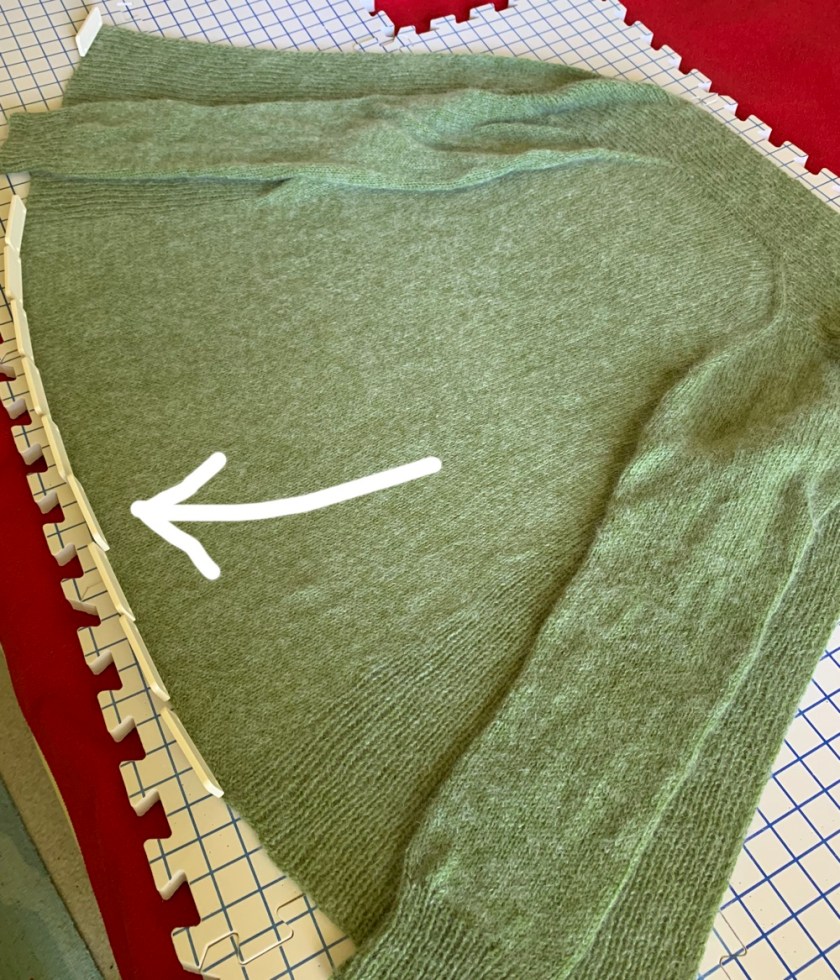 using blocking pins for hem flatness