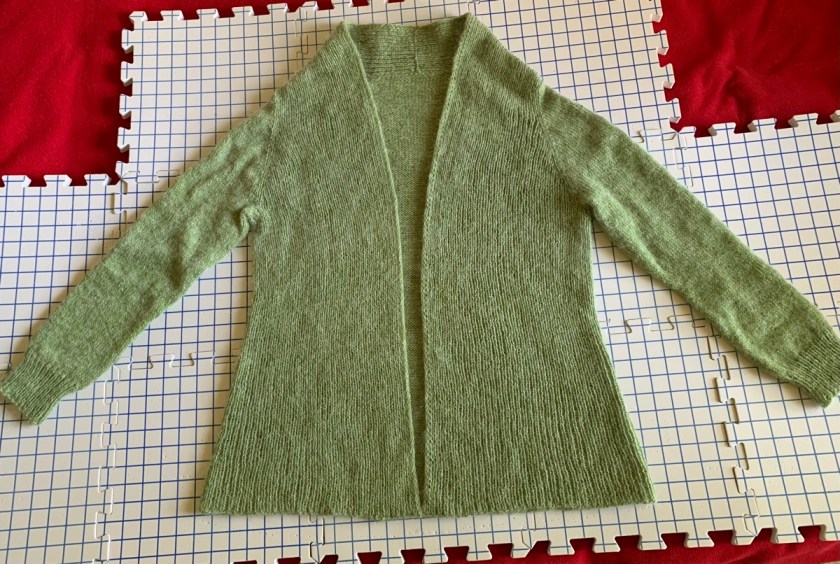 Rebel cardigan drying