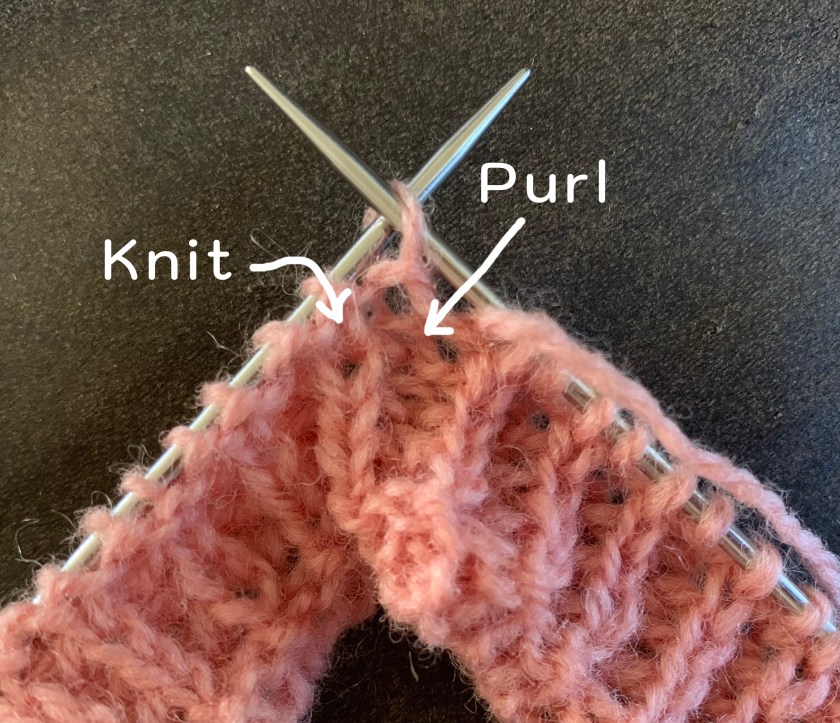 half Fishermans rib knits and purls