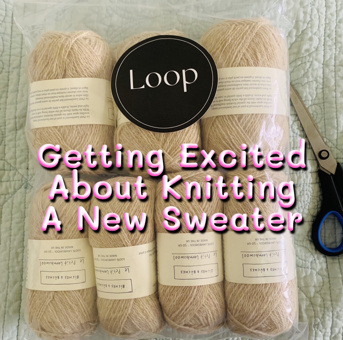 knitting a new sweater with new yarn