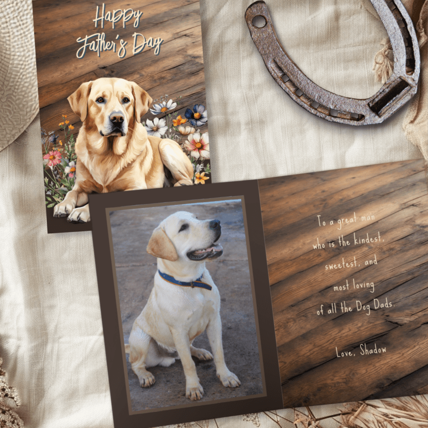 Yellow Lab fathers day card with message