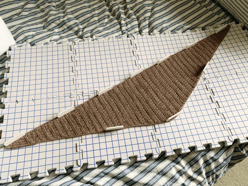 Scarf No. 4 washed and drying on boards