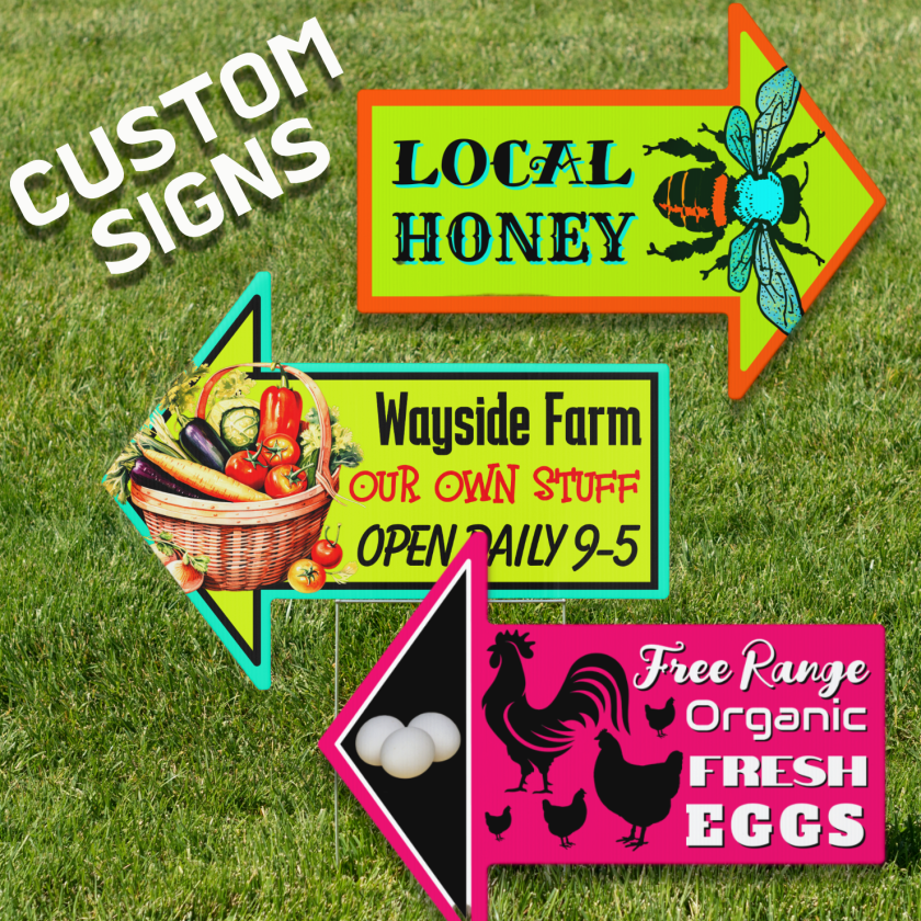 farm stand market roadside arrow shaped signs