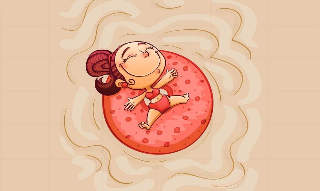 girl on a float, illustrated image