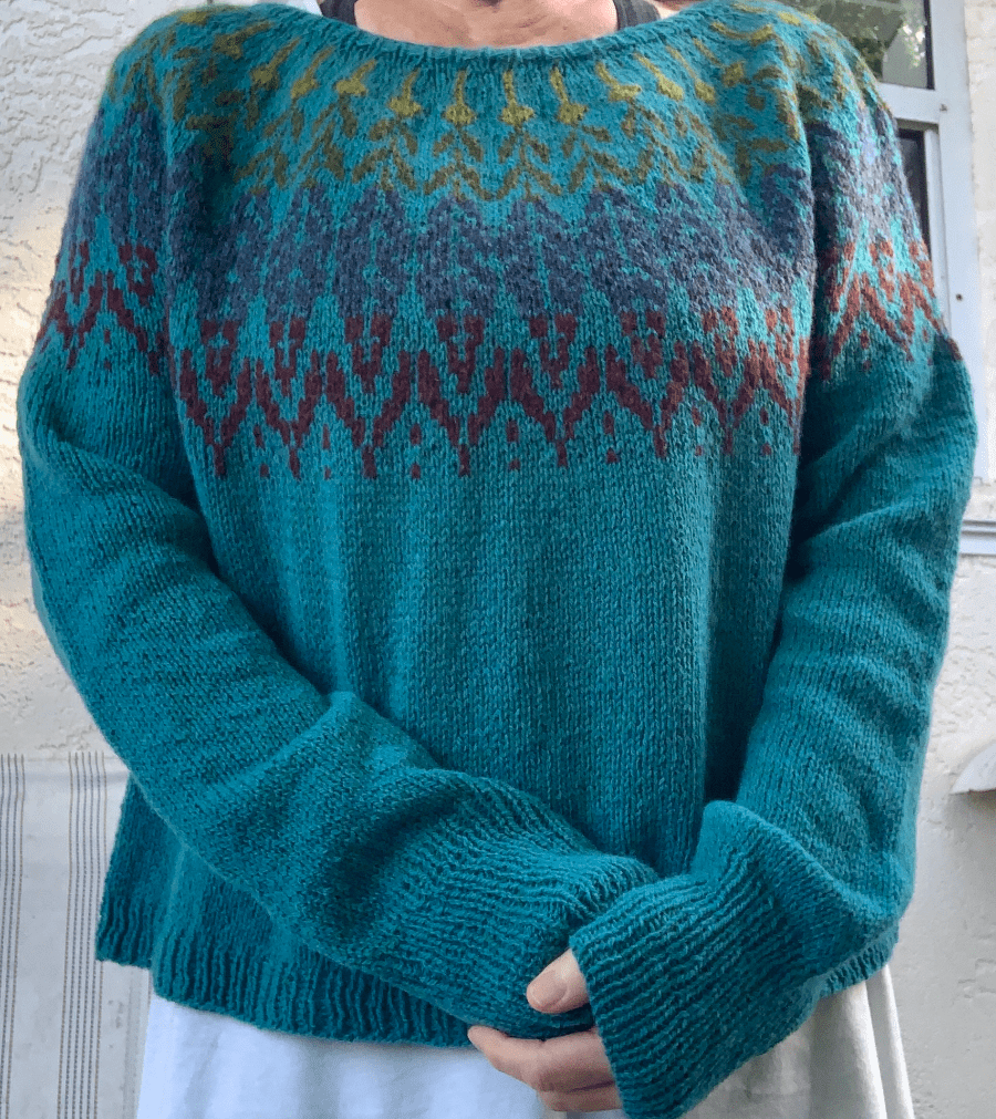 Wearing the Solvi colorwork sweater