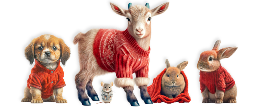 divider animals red sweaters