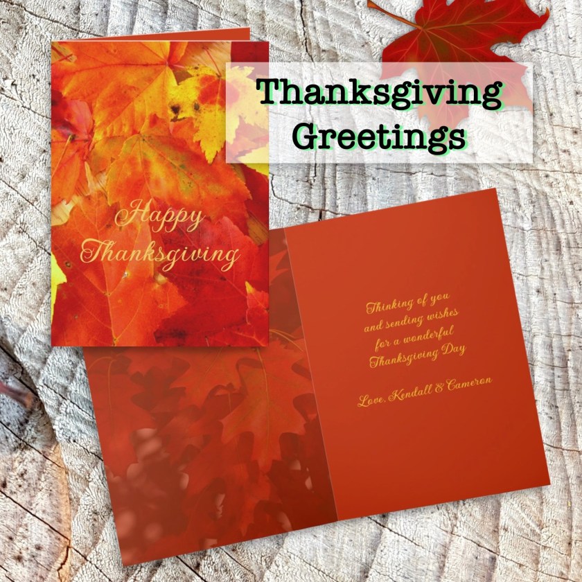 Thanksgiving greeting cards Fall leaves