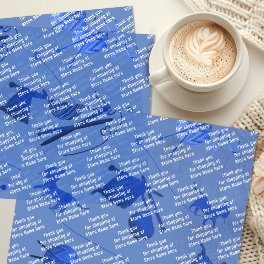 Business thank you tissue paper blue knitting