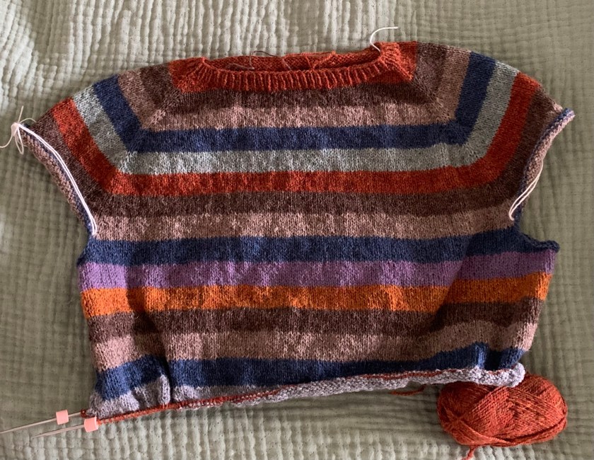 Simple stripes sweater knitting project