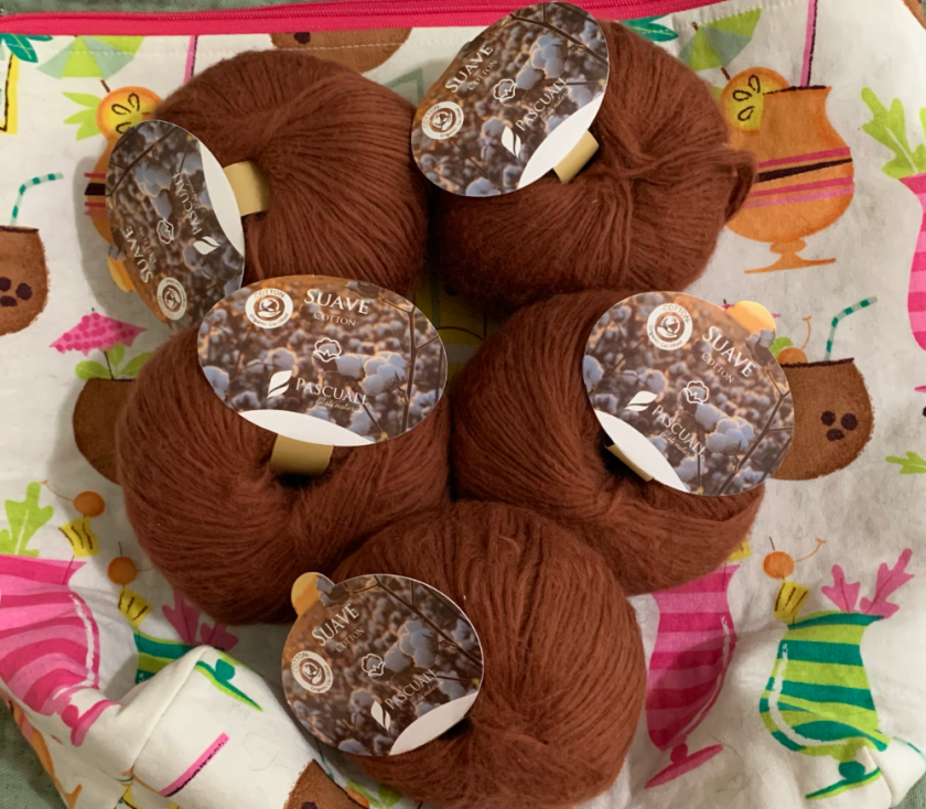 Pascuali Suave cotton yarn balls in color brown.