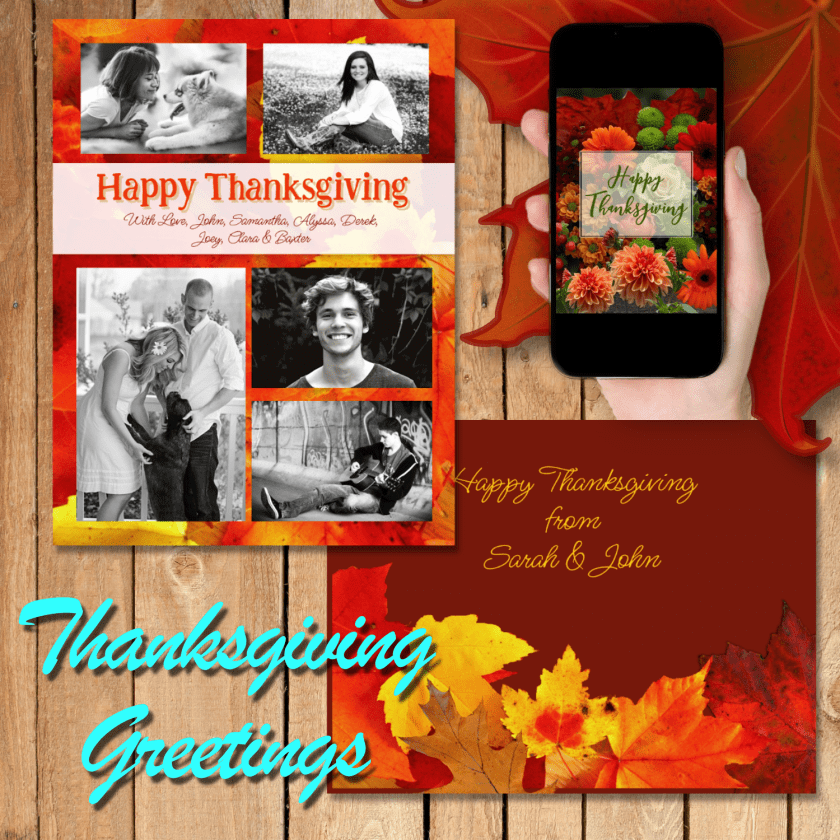 Thanksgiving greeting cards with custom message