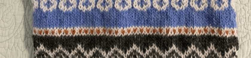 Colorwork knitting project using Lettlopi wool