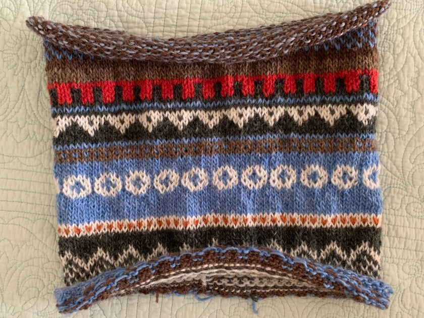 Rolled edges on knitting project