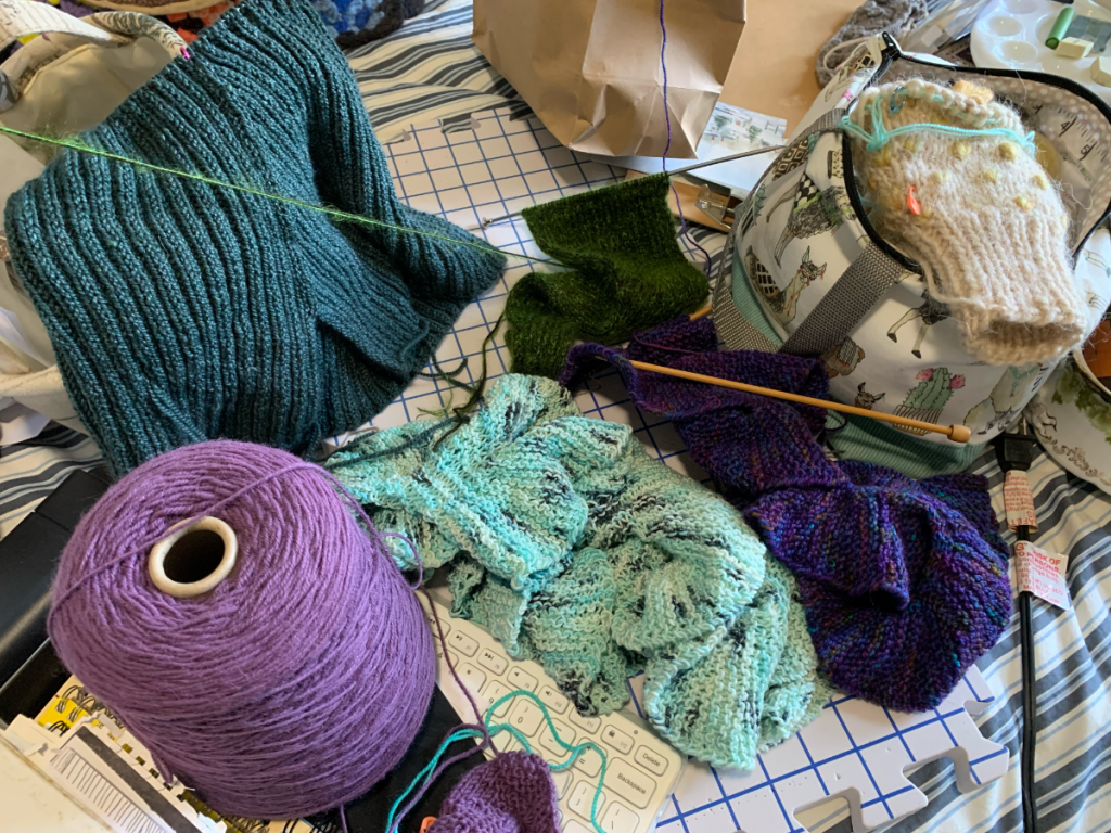 knitting projects in the works, on the needles