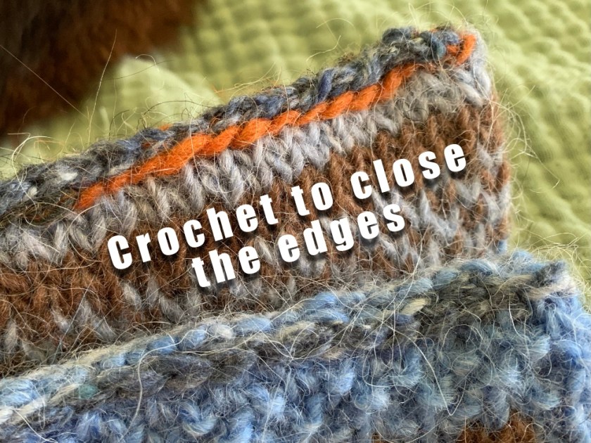 Skibum edges after being closed up using a crochet hook.