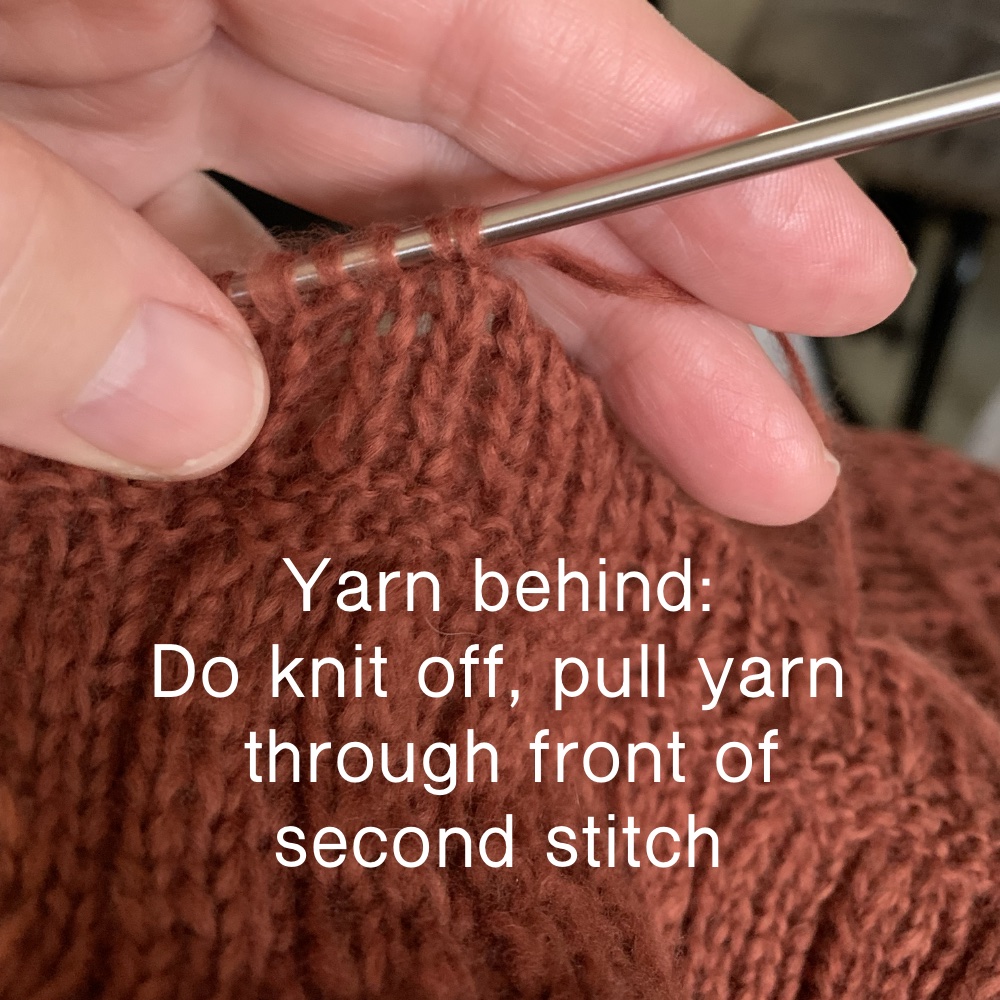 sewn bind off with yarn behind