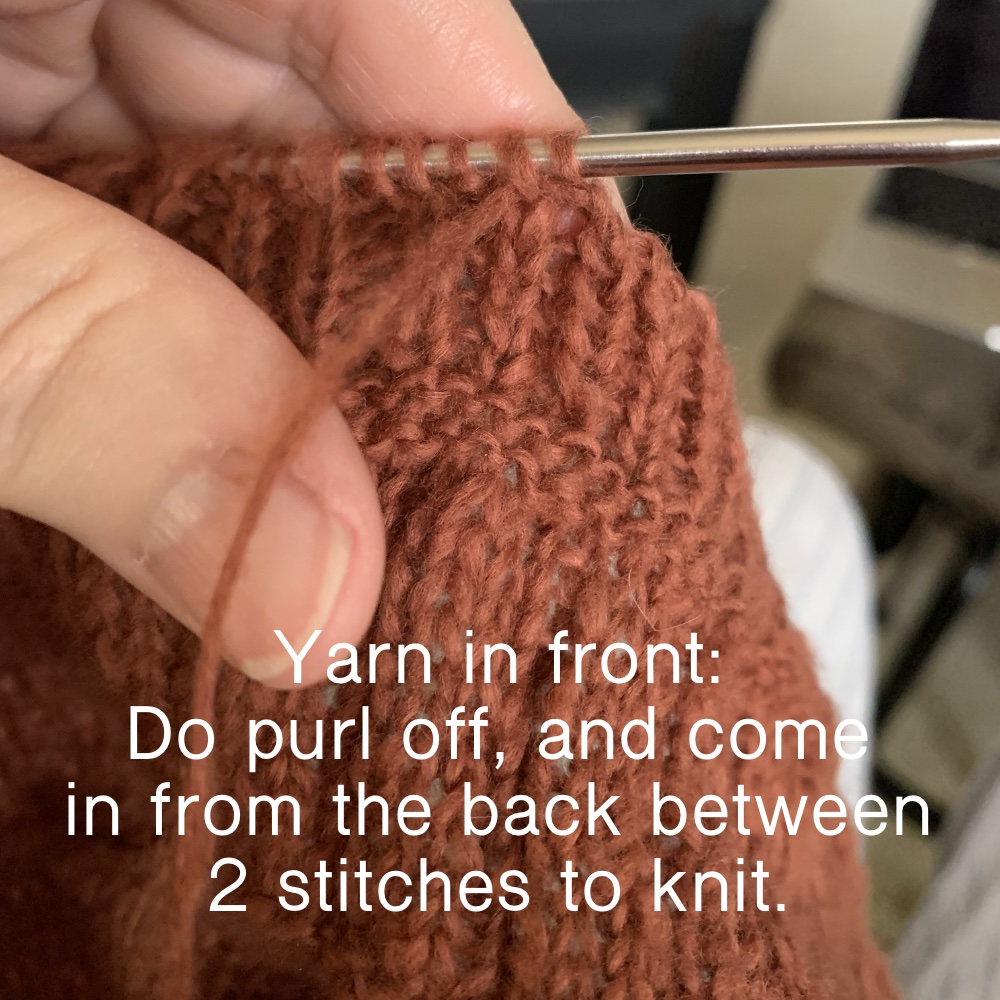 finding your place in a sewn bind off with yarn in front