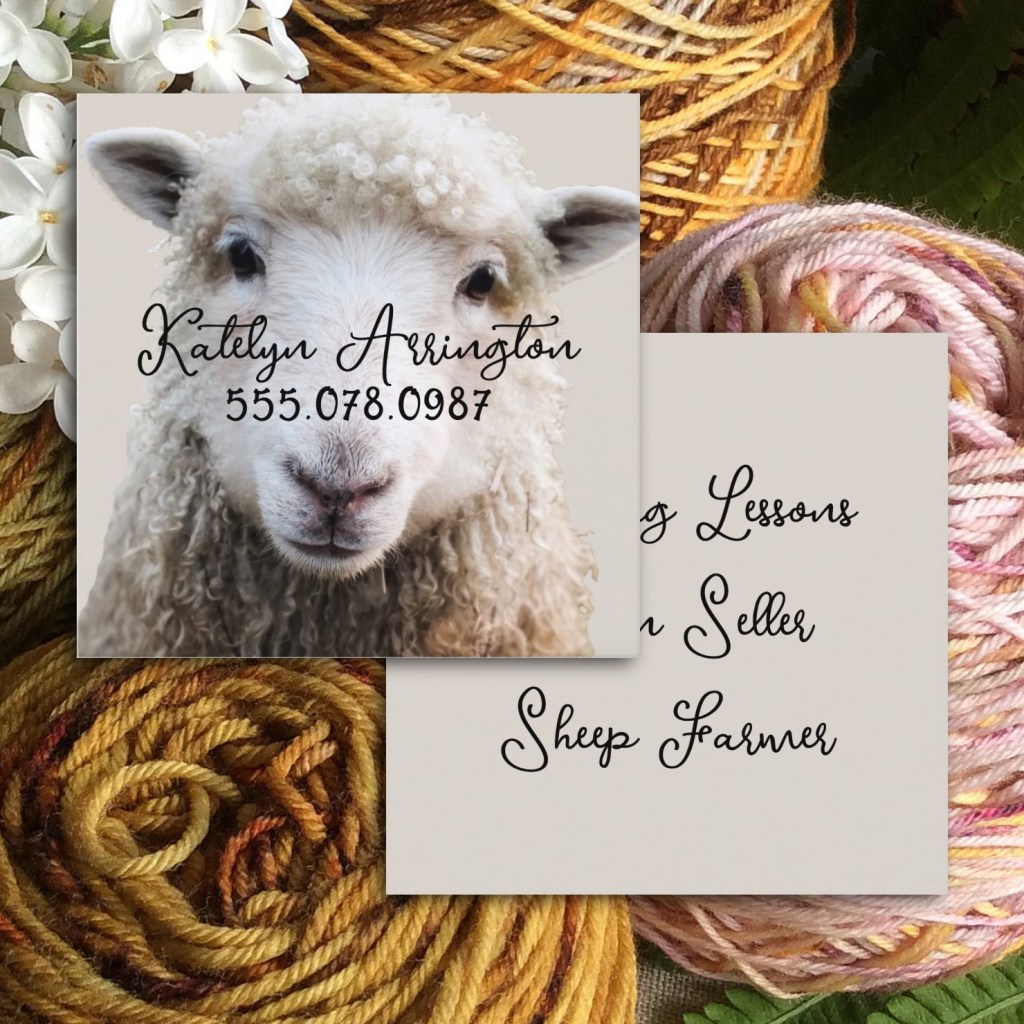 Sheep face knitting teacher square business cards