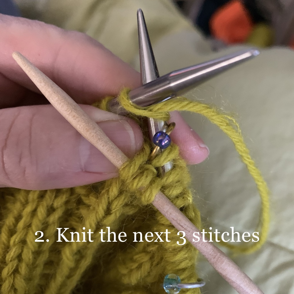 Making a cable stitch by knitting behind the cable.