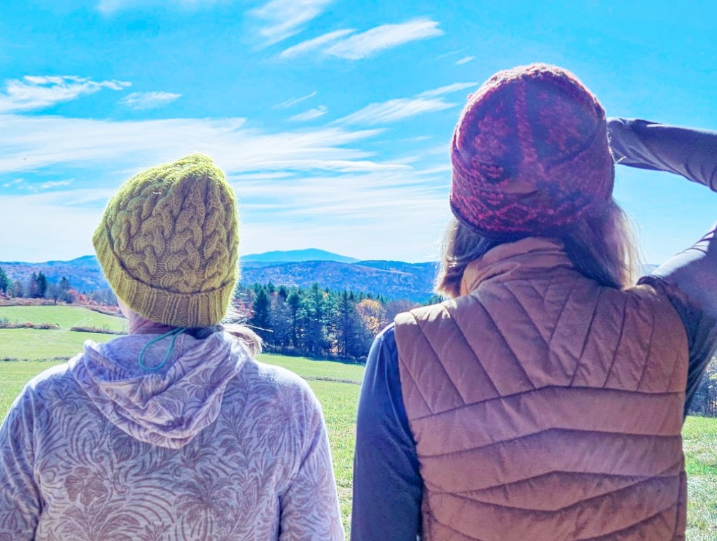 two hats, Maine Cable Hat and Triple Pattern Watchcap