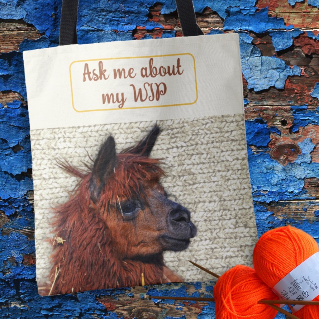 Brown alpaca knitting project bag 